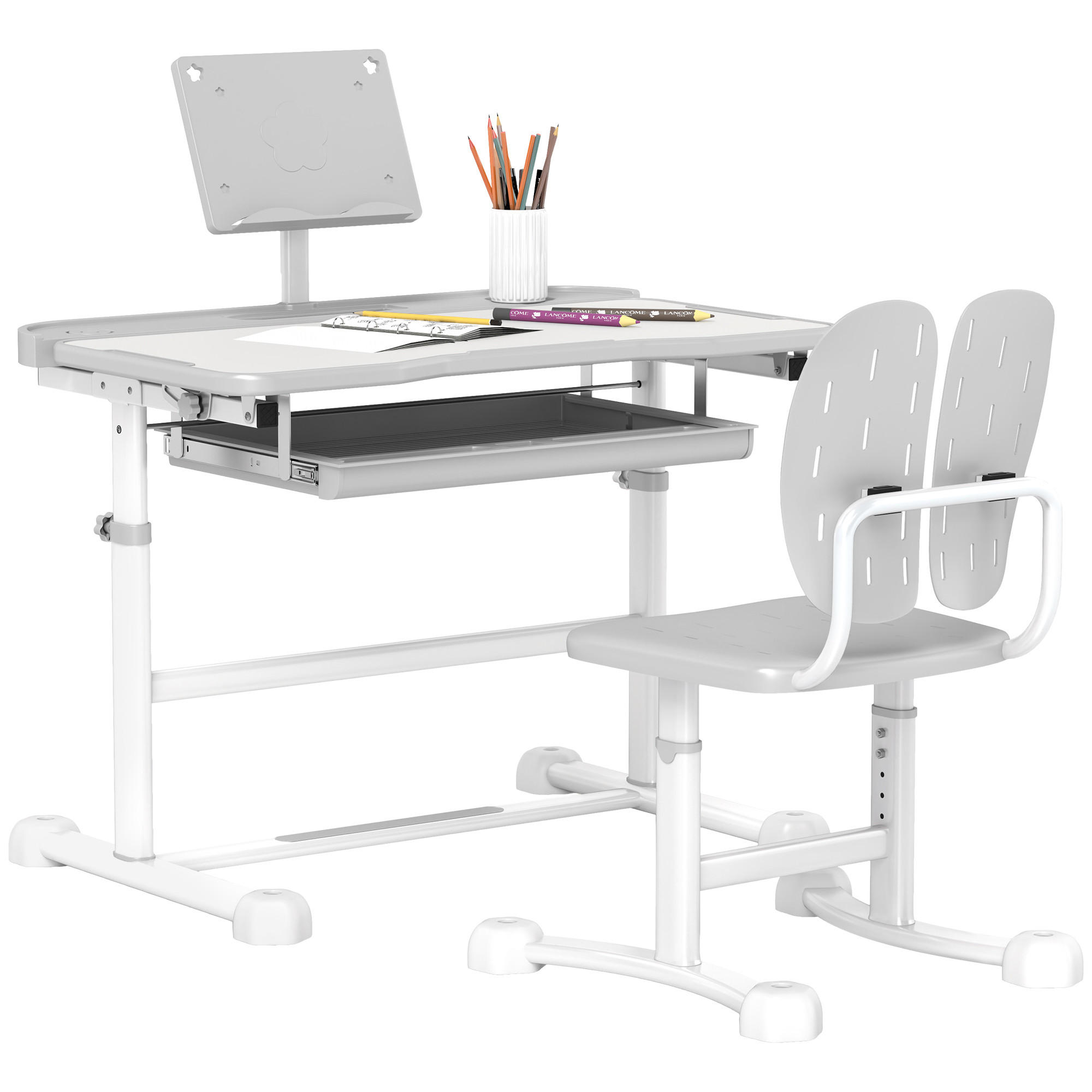 SCHREIBTISCH-SET DE-17528 Grau - Grau, Kunststoff (80/102/50cm) - ComfortXL