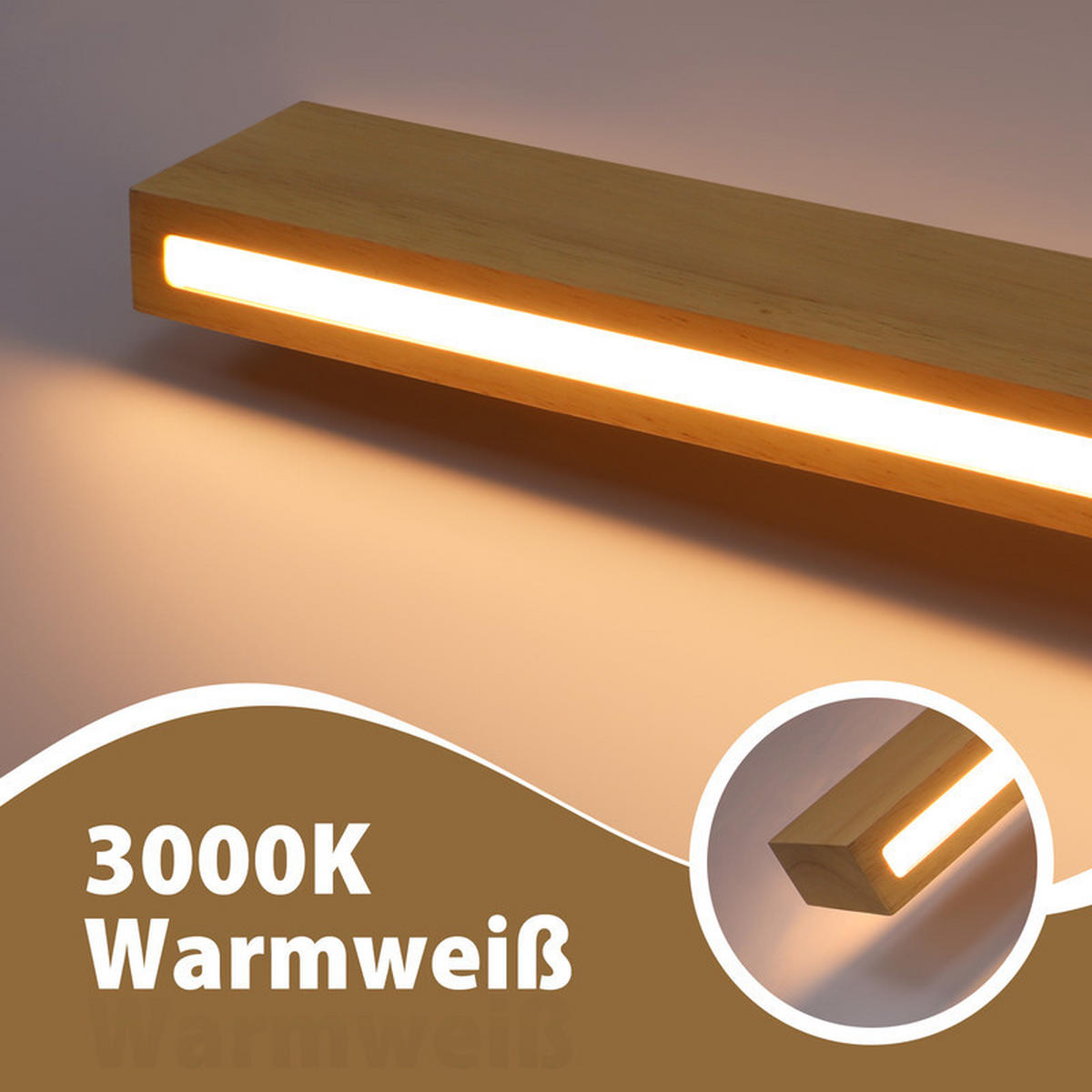 LED nástěnné svítidlo Yatkin 100/8/6,5 cm - hnědá, dřevo (8/6.5/100cm) - Nettlife