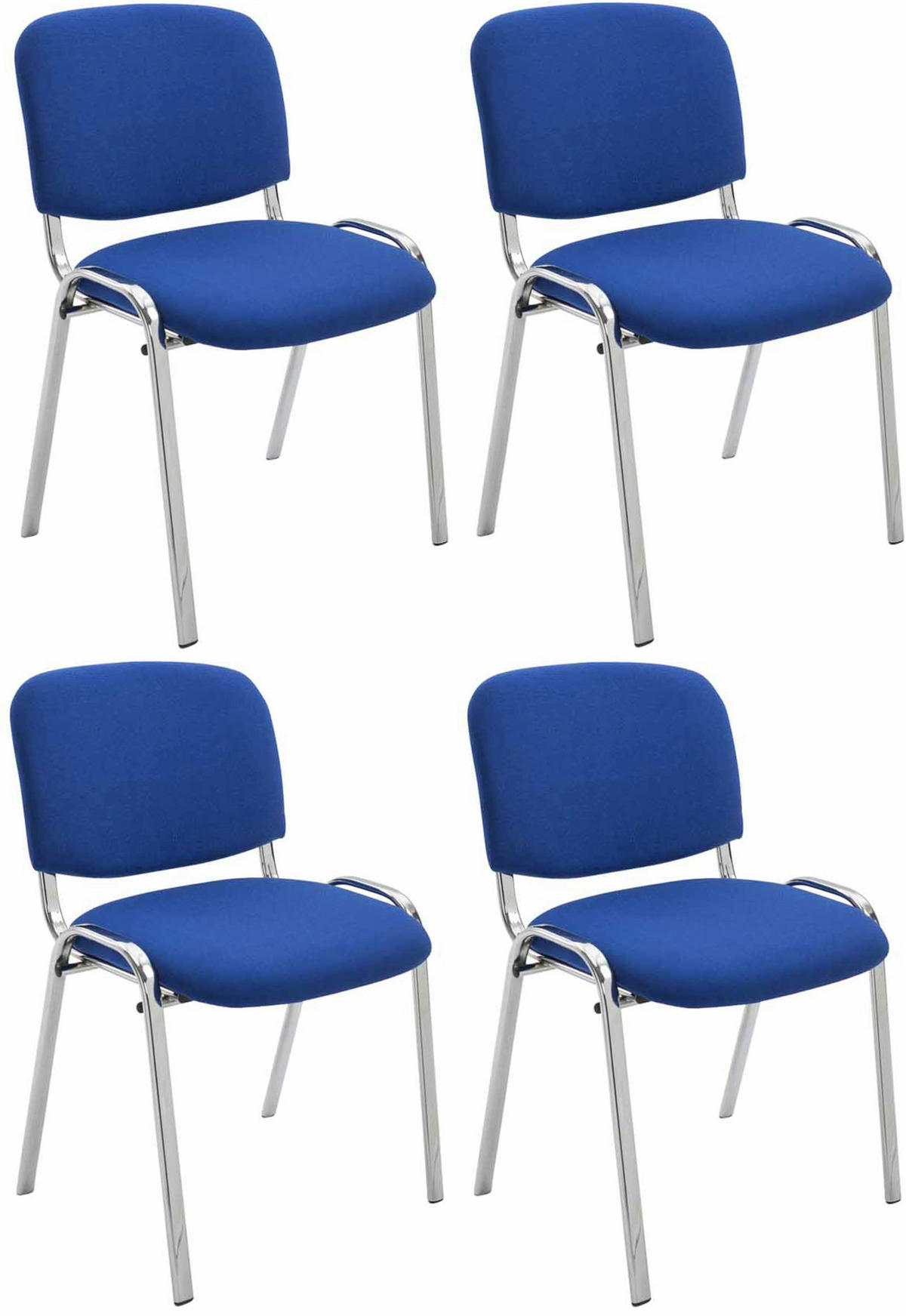 BESUCHERSTUHL 4er Set Stoff blau - Blau, Textil/Metall (54/79/64cm) - CLP