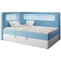 BOXSPRINGBETT JUNIOR GOLD 3 90/200 Blau/Weiß - linke Seite - Blau/Weiß, Holz/Textil (90/200cm) - MKS