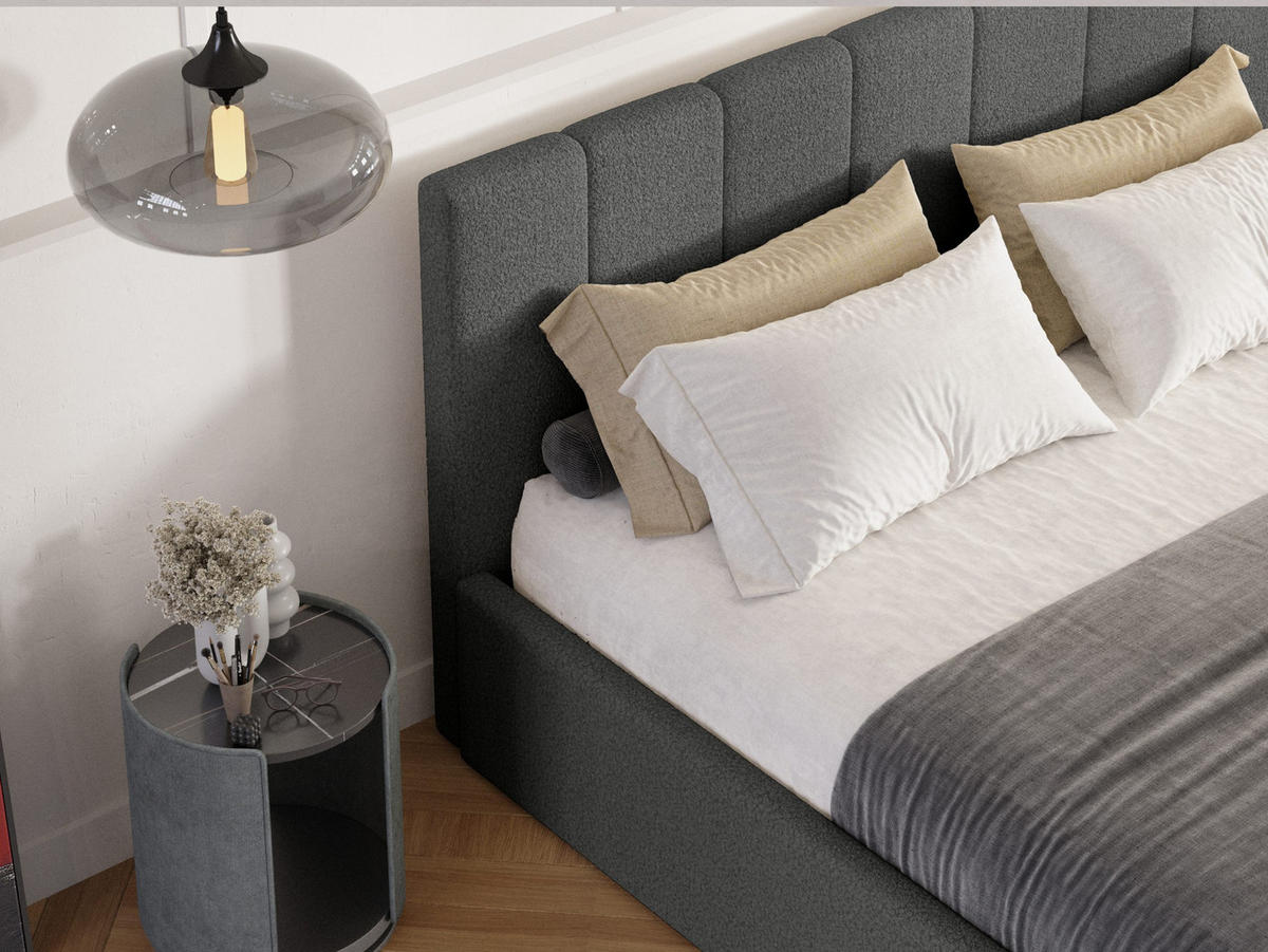 POLSTERBETT Malfo Slim 200x200 cm, Graphit - Graphitfarben, Textil (200/200cm) - Fedve