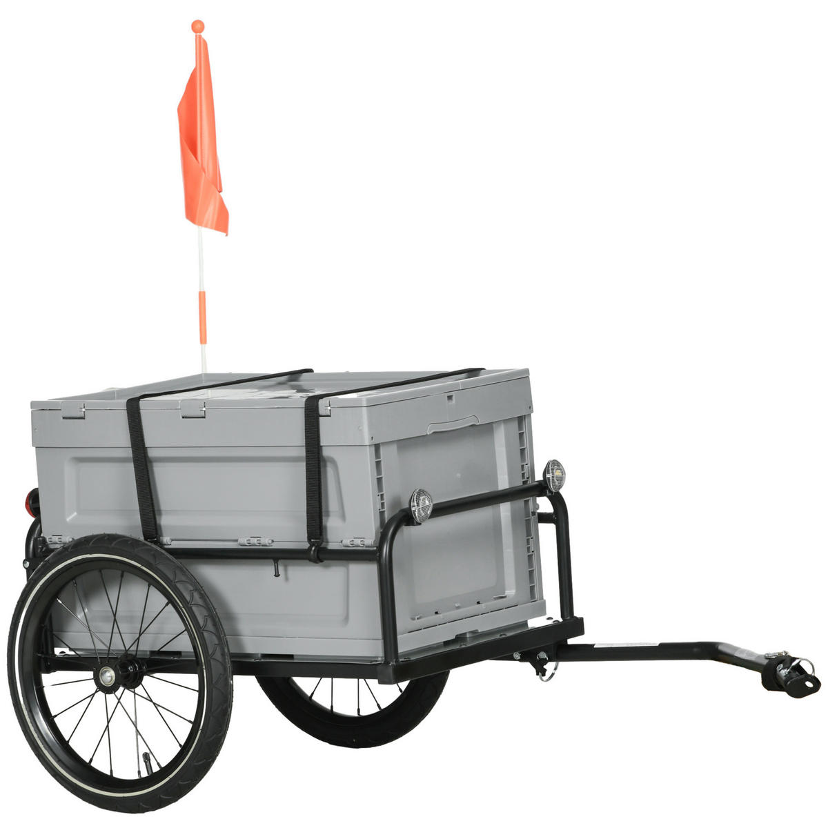 FAHRRADANHÄNGER DE-18151 65L klappbarer Koffer, 40 kg Traglast - Schwarz, Metall (60/58/120cm) - ComfortXL