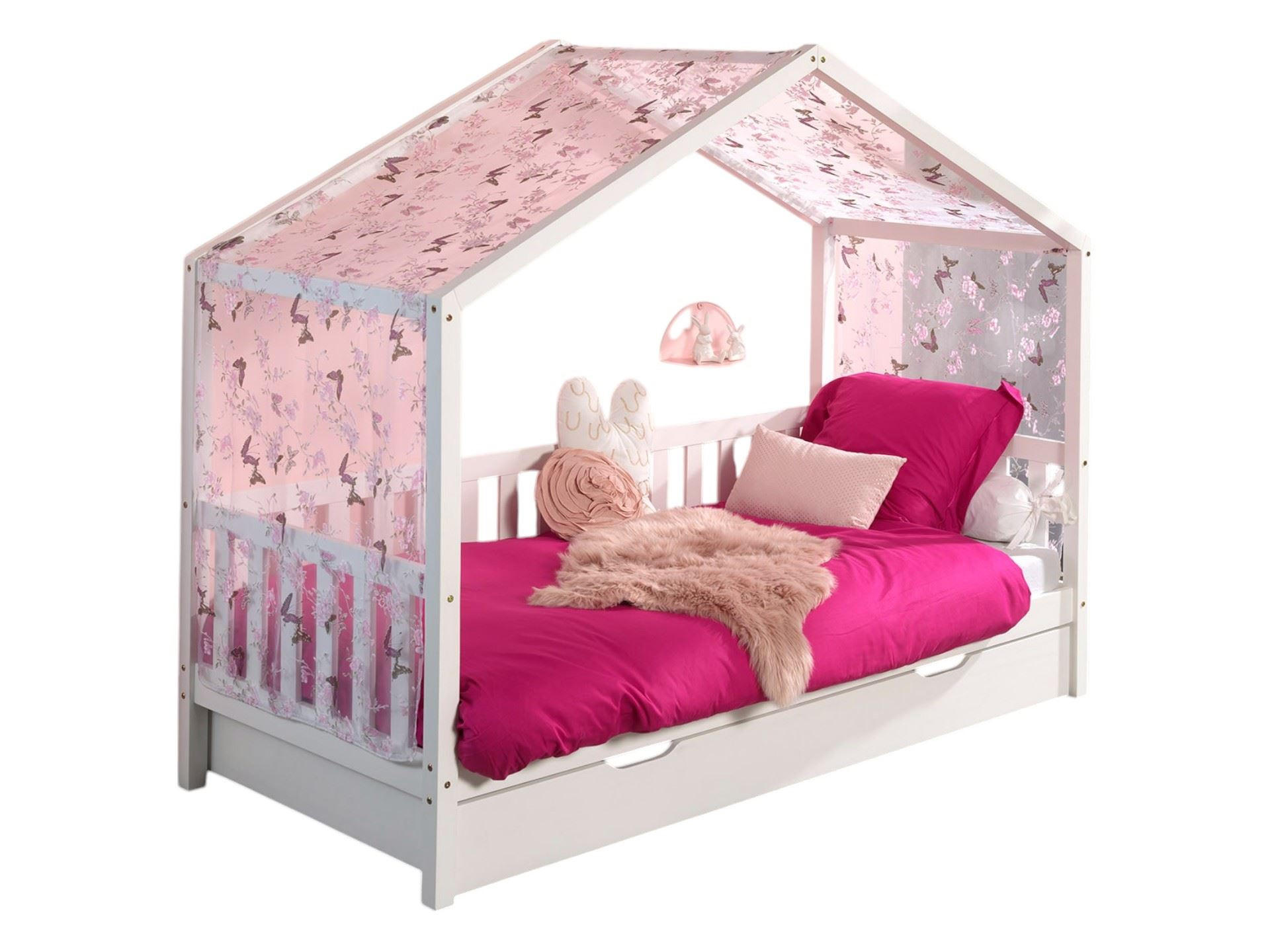 HAUSBETT mit Textilhimmel Kapua 210x170x97 aus Massivholz in Weiß - Weiß, Holz (90/200cm) - 58aufmkessel