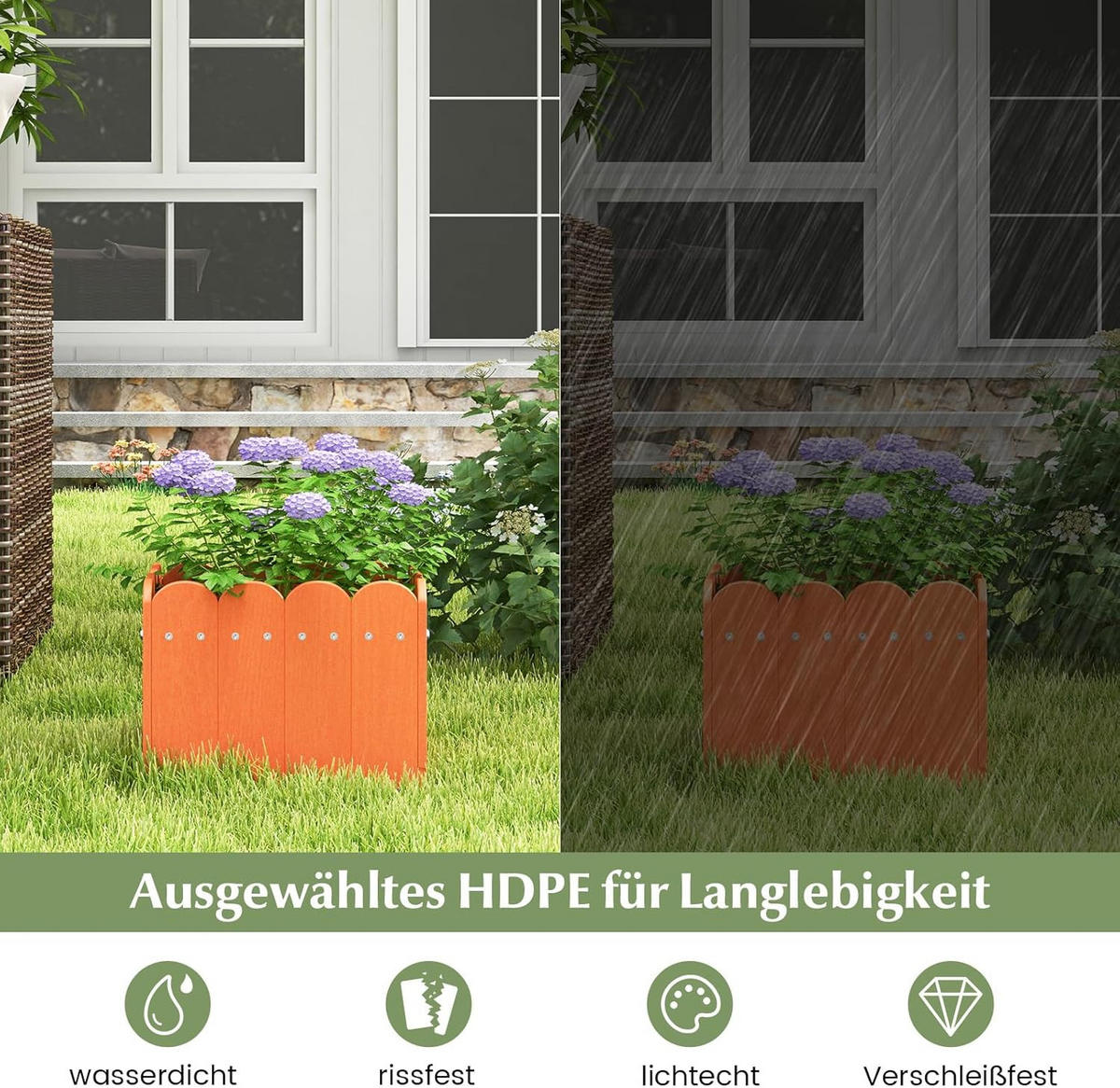 BLUMENKUBEL 2er-Set Orange - Orange, Kunststoff (25cm) - COSTWAY