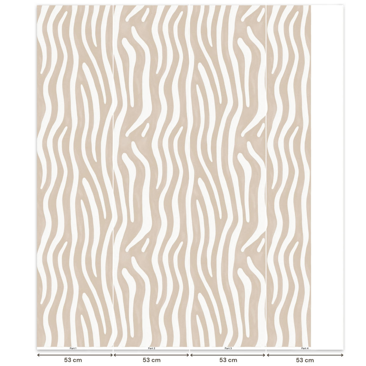 TAPETE - Abstrakt - Zebra - Beige - 180x220 cm - Beige, Papier (180/220cm) - OnlyWow