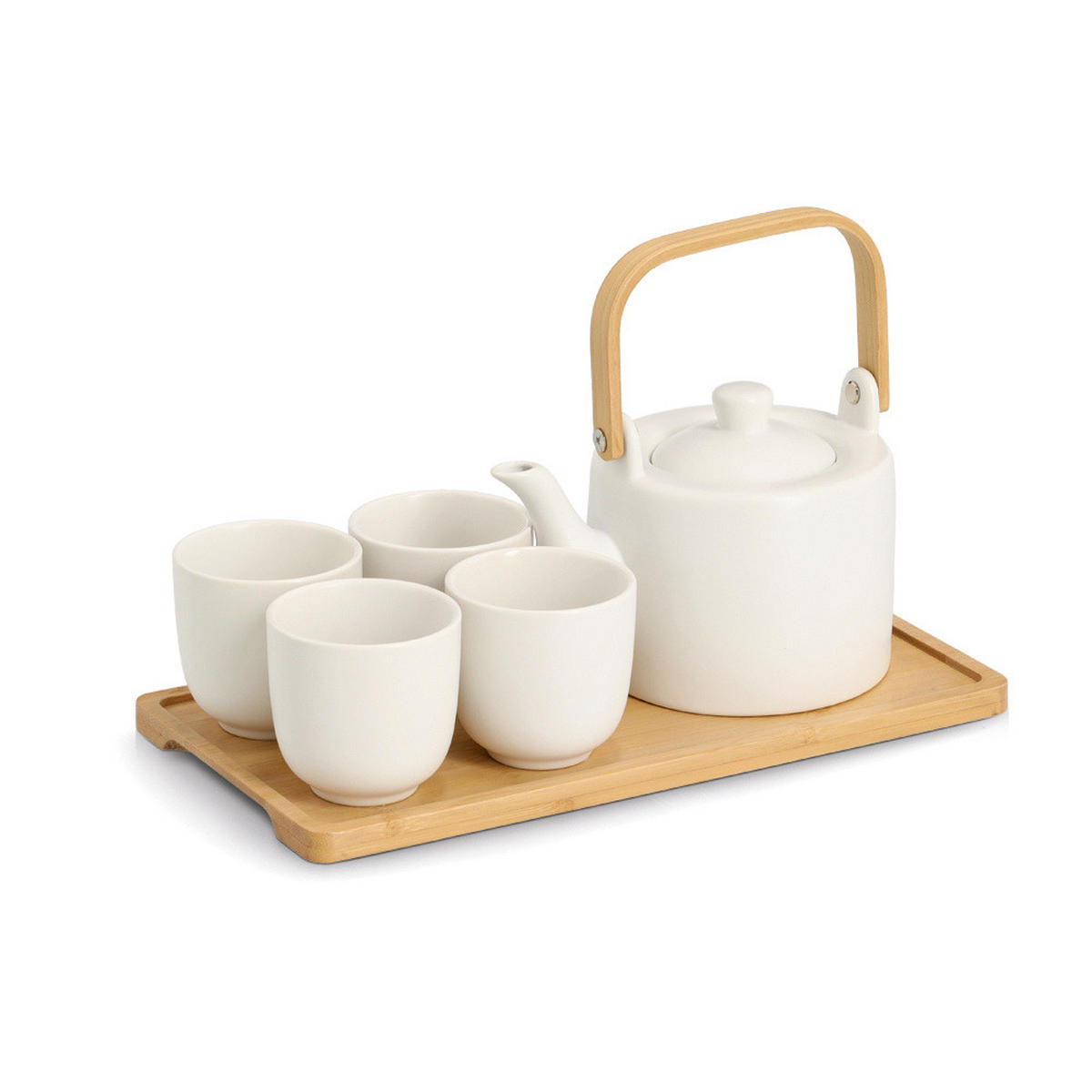 TEESERVICE Steingut Tavero 6-teilig - Weiß, Keramik (12/11/12cm) - ZELLER