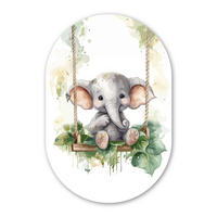 WANDBILD Elefant - Tier - Kinder - Dschungel Wanddeko Schlafzimmer 60x90 cm - Hellgrau, Kunststoff (60/90cm) - MuchoWow