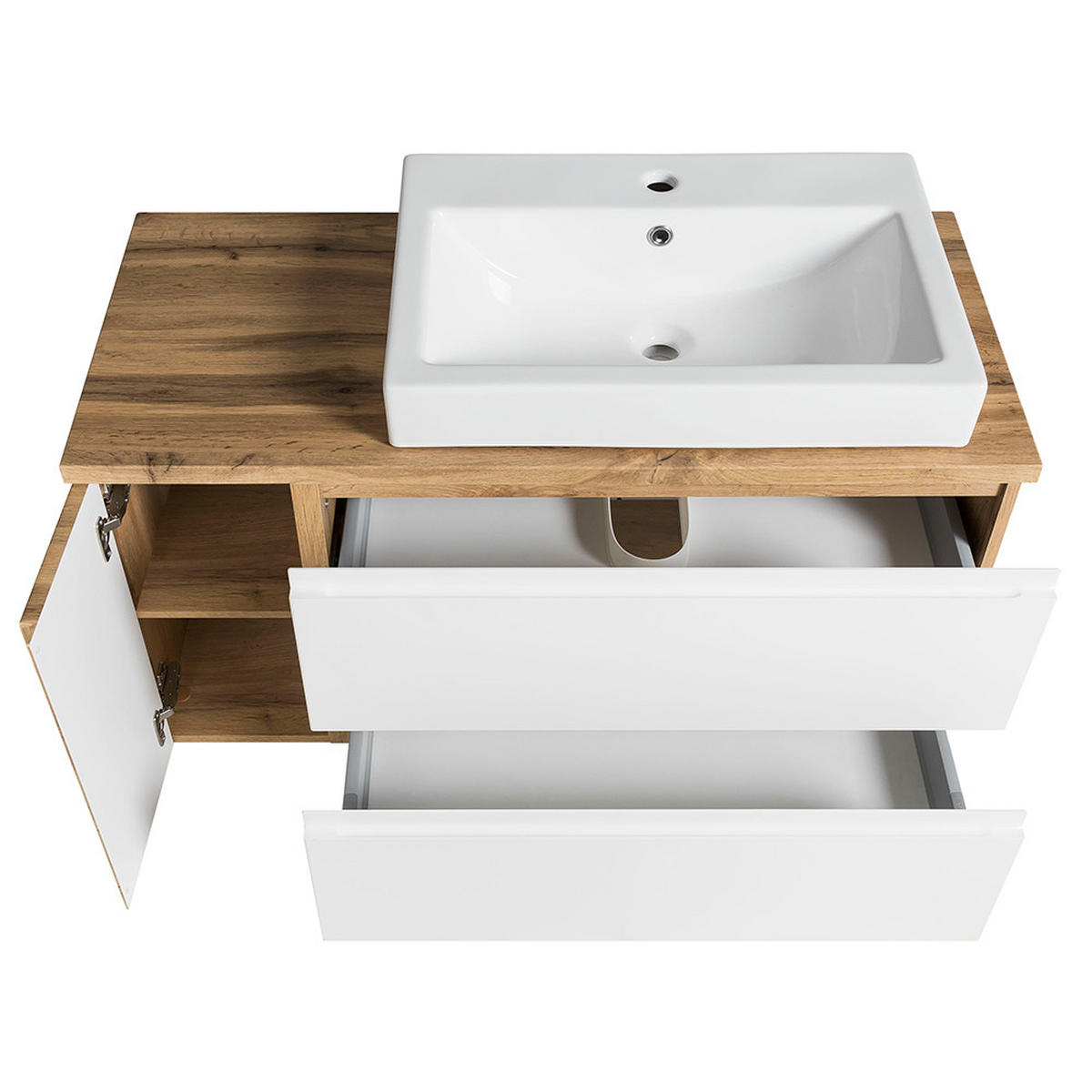 WASCHTISCH Vasto-03 - Weiß/Braun, Holzwerkstoff (105/66/47cm) - Lomado