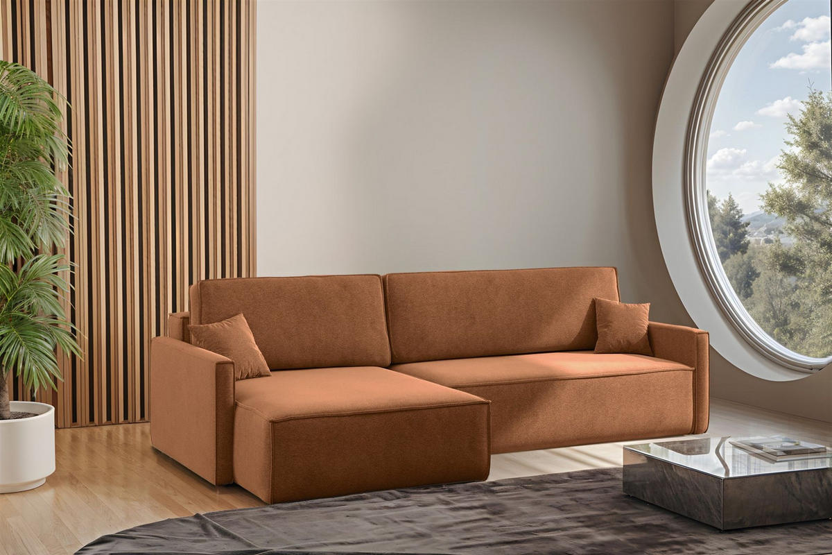 ECKSOFA Louis Salvador - Braun, Holzwerkstoff/Textil (250/142cm) - Fun Möbel