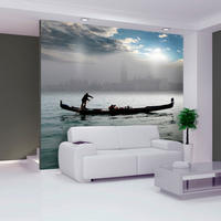 VLIESTAPETE Grau 200/154 cm - Schwarz/Grau, Textil (200/1cm) - KUNSTLOFT