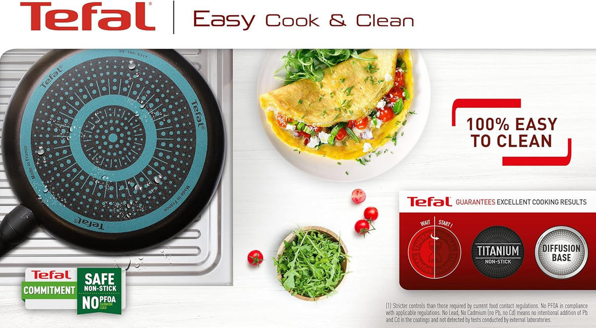 WOKPFANNE Easy Cook & Clean 28 cm Schwarz Antihaftbeschichtung Thermo-Signal tiefe Form - Schwarz, Kunststoff/Metall (28cm) - Tefal
