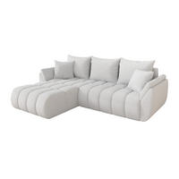 ROHOVÁ SEDAČKA s funkcí spaní, otoman vlevo TOKO-L-v1 277x194x86 bílá bouclé - bílá/černá, kompozitní dřevo/textil (277/194cm) - ALTDECOR