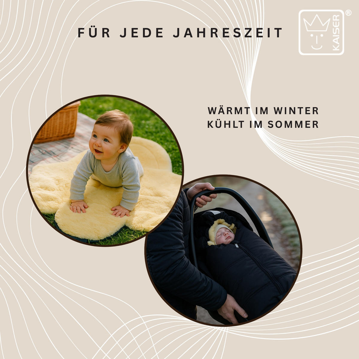 LAMMFELL-BABYSCHALENFUSSSACK Naadja, black - Schwarz, Fell (39/10/80cm) - Kaiserbaby