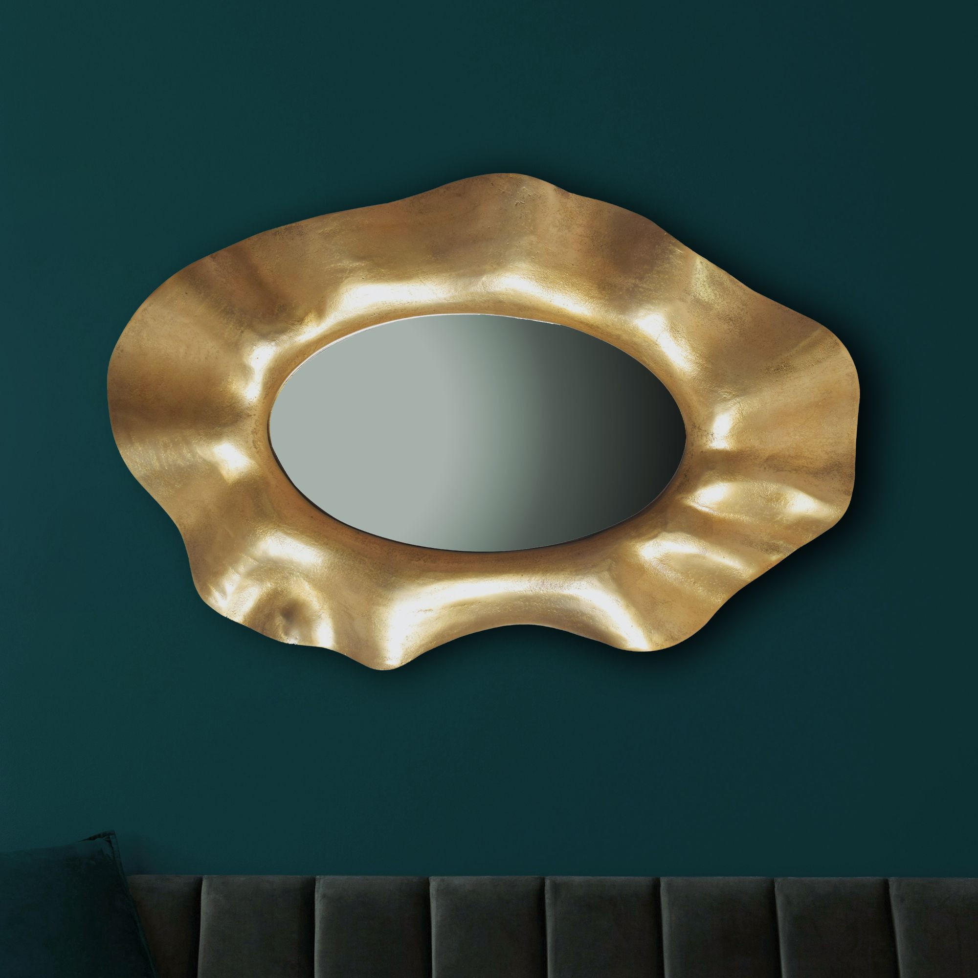 WANDSPIEGEL Asymmetrisch Metall Gold 60x90 cm Modern - Goldfarben, Glas (60/90/6cm) - KADIMA DESIGN
