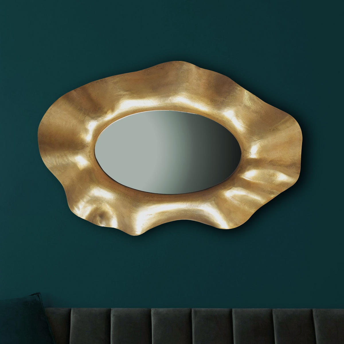 WANDSPIEGEL Asymmetrisch Metall Gold 60x90 cm Modern - Goldfarben, Glas (60/90/6cm) - KADIMA DESIGN