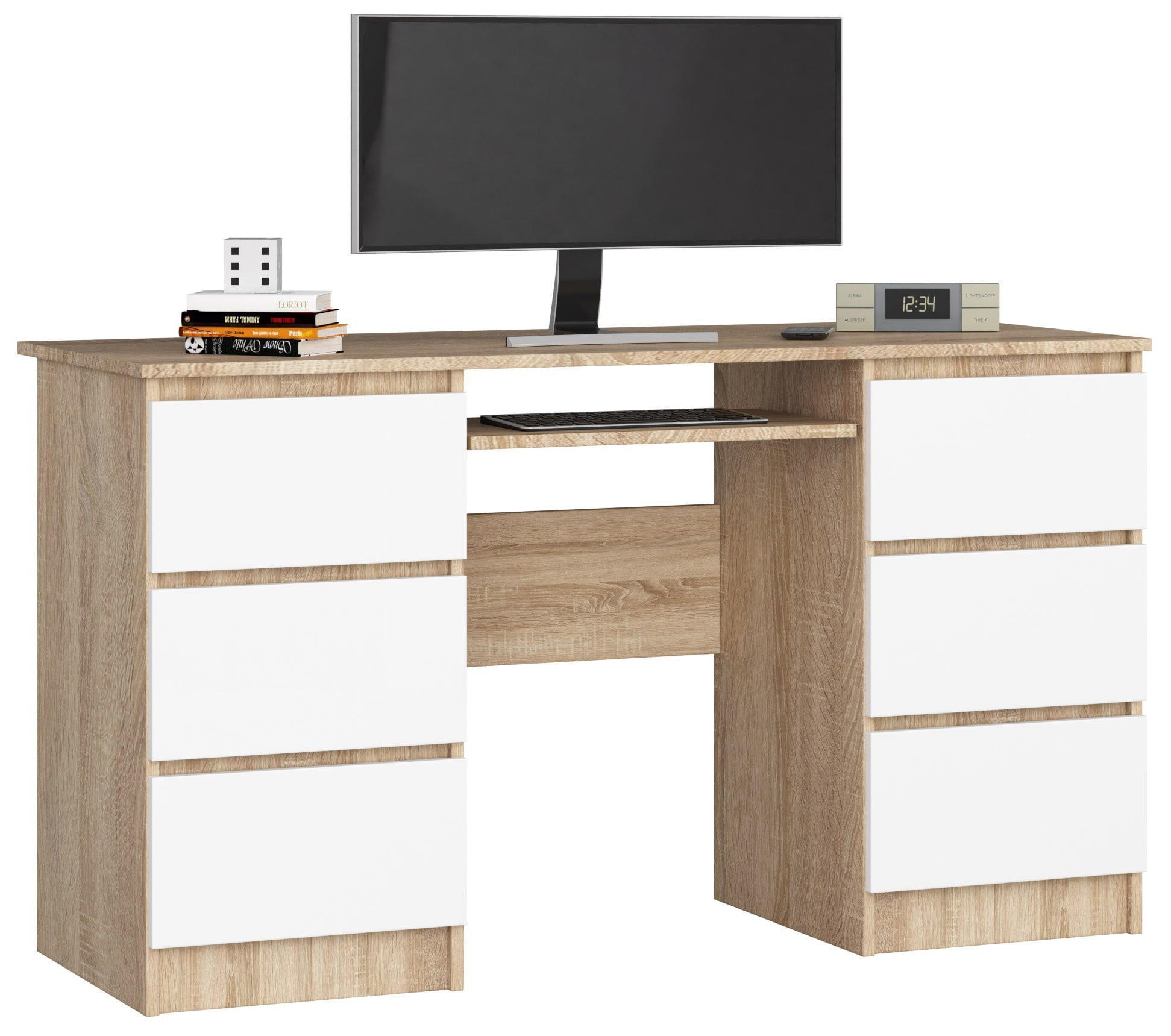 RAUMHIRSCH FURNITURE PSACÍ STŮL Dub Sonoma, bílá 77/135/50