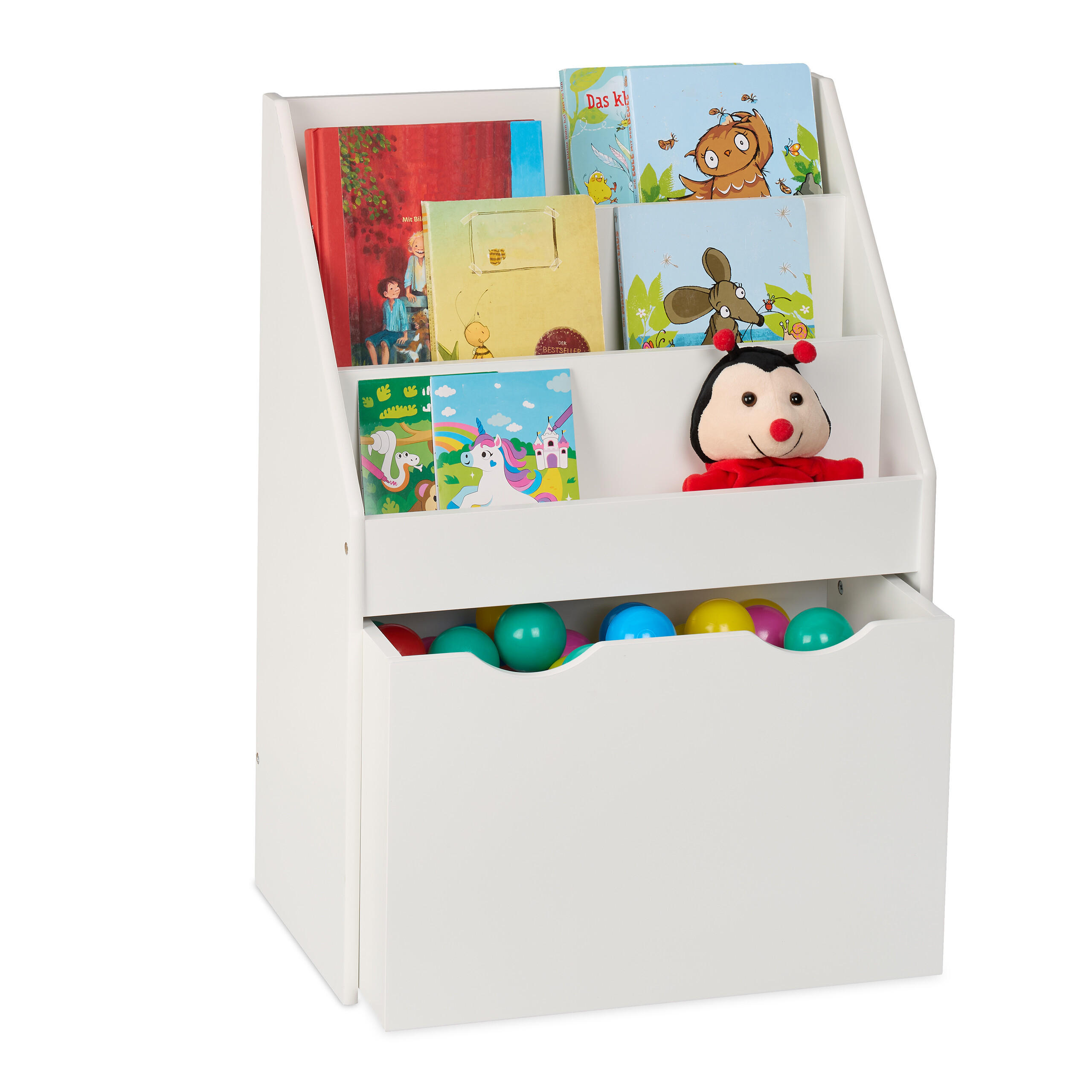 KINDERBÜCHERREGAL - Weiß, Holzwerkstoff/Kunststoff (50.5/69.5/28cm) - Relaxdays