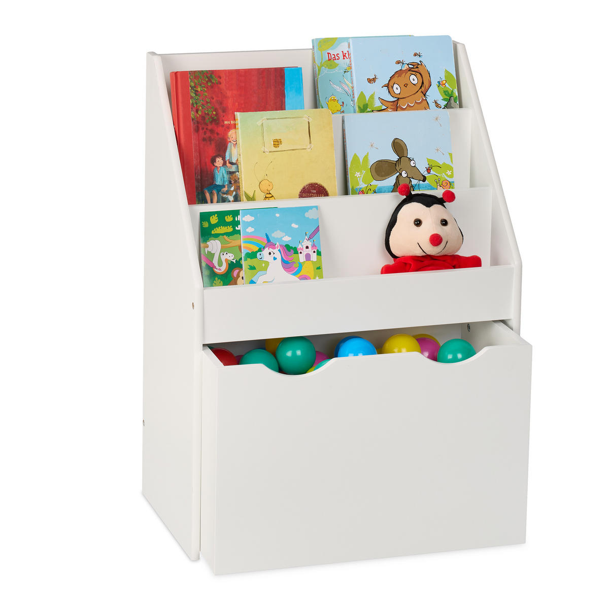 KINDERBÜCHERREGAL - Weiß, Holzwerkstoff/Kunststoff (50.5/69.5/28cm) - Relaxdays
