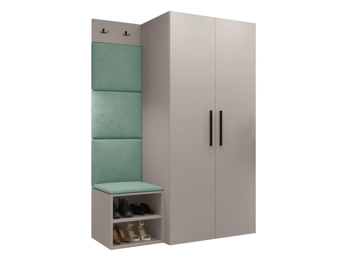 GARDEROBEN-SET Medi IV - Kaschmir/Schwarz, Holzwerkstoff/Kunststoff (80/191/50cm) - MIRJAN24