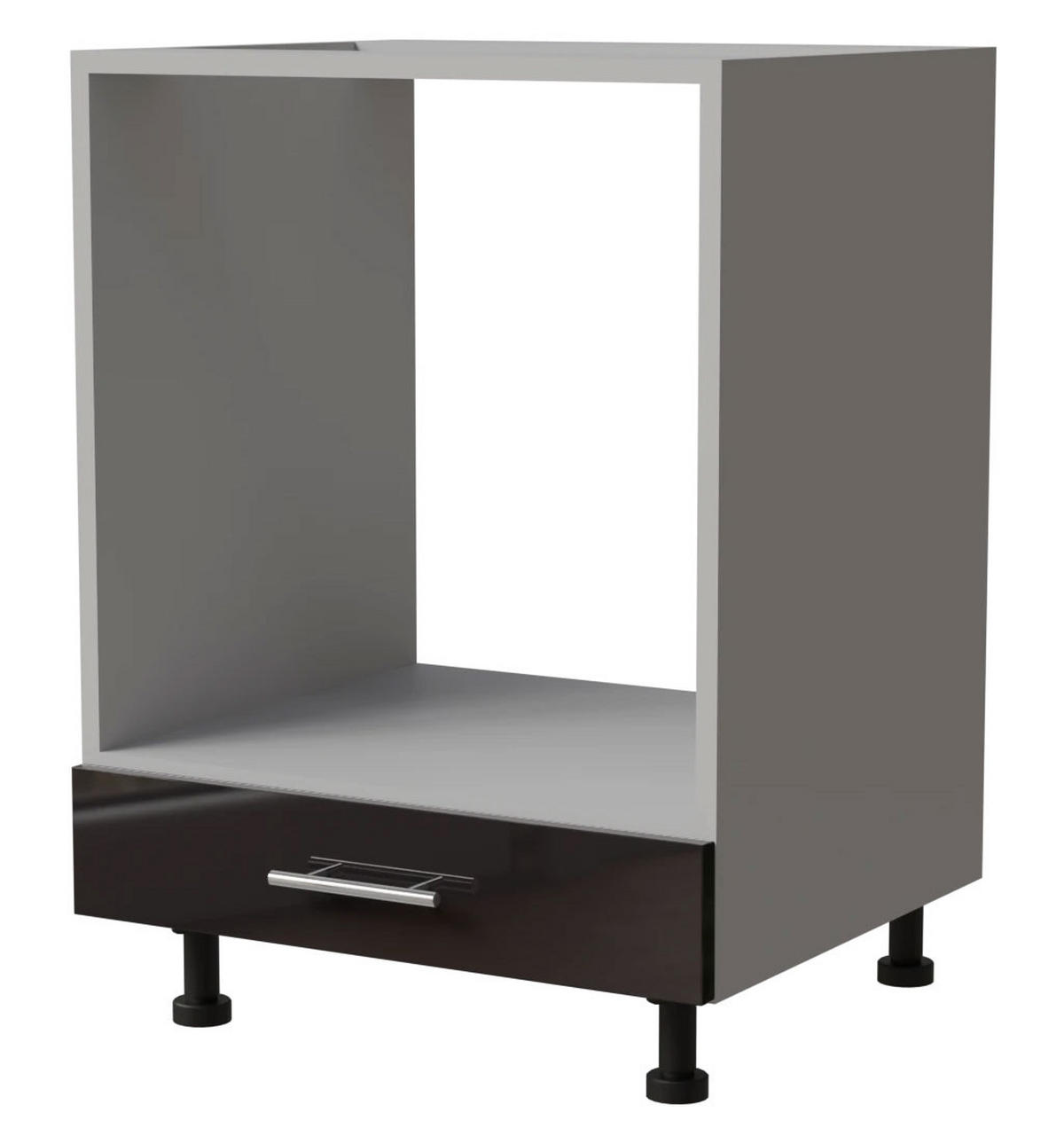 HERDUMBAUSCHRANK Essen D11K/60 Schwarz Hochglanz / Grau Matt 60 / 50 / 82cm - Schwarz Hochglanz/Schwarz, Holz/Holzwerkstoff (60/82/50cm) - Feldmann-Wohnen