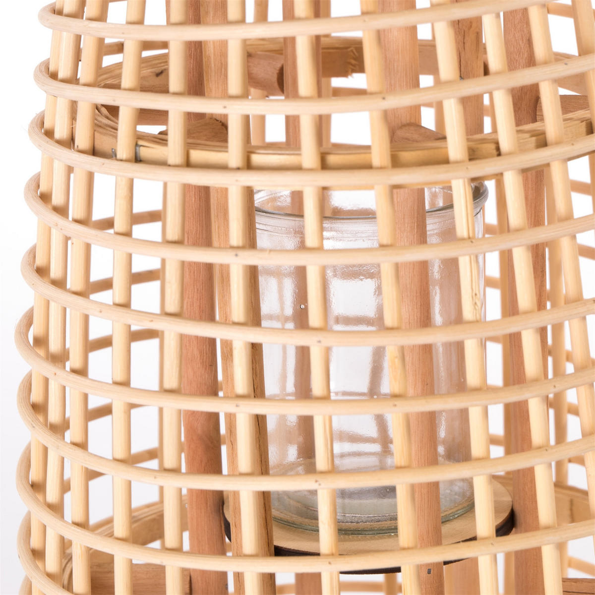 LATERNE Iva 40 Bambus, mit Windlicht-Glaseinsatz naturfarben - Naturfarben, Holz (20/40/20cm) - CREEDWOOD