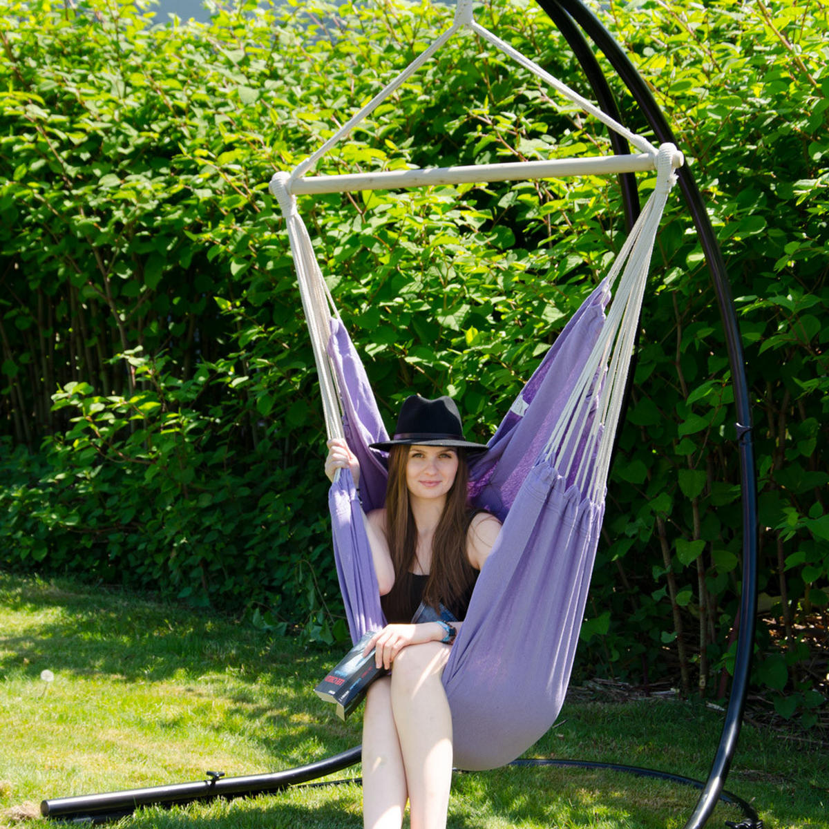XXL HÄNGESESSEL 185/130 cm Belastbar bis 150 kg Violett Flieder - Rosa, Textil (130/155/185cm) - Amanka