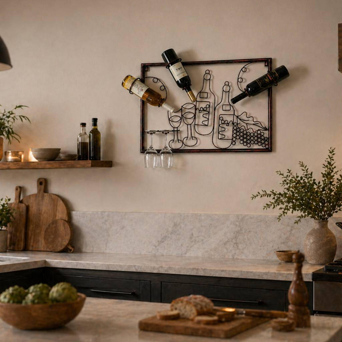 WEINREGAL für die Wand aus Metall 65 cm 91975 - Braun, Metall (64/45/10cm) - DanDiBo