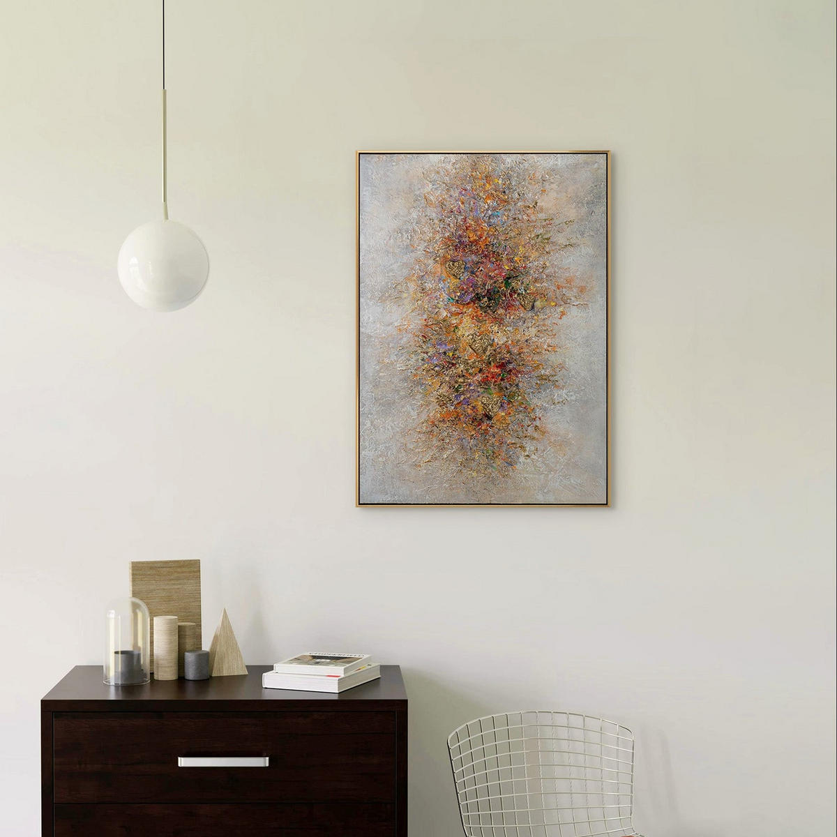 GEMÄLDE Palette des Lichts Schattenfugenrahmen Gold 70x50 cm - Goldfarben, Holz (70/50cm) - YS-art gallery
