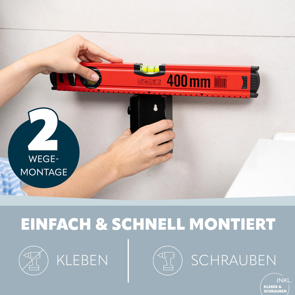 WC-GARNITUR inkl. Wandhalterung - Schwarz, Metall (10/39/14.5cm) - bremermann