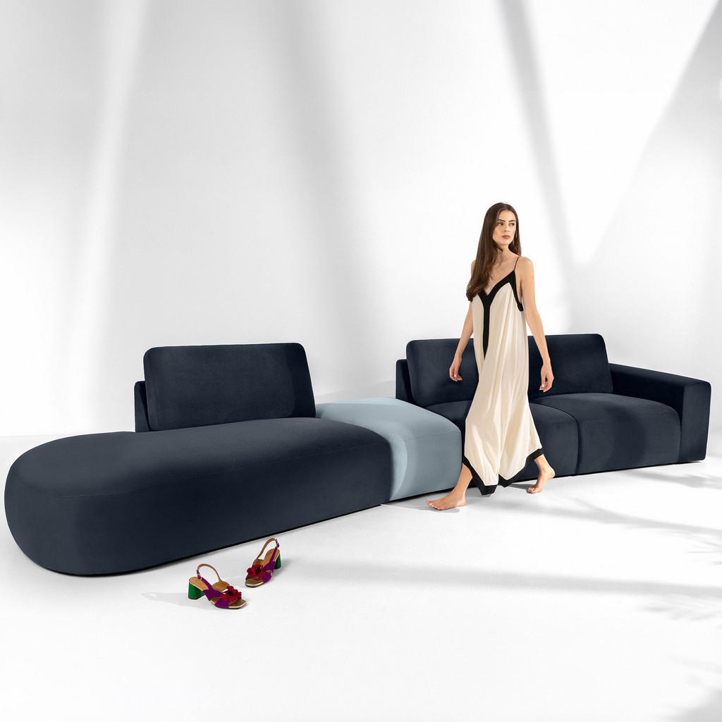 Thumbnail - Konsimo® 5-Sitzer, Blau, Textil, L-Form, 430x84x105 cm, Wohnzimmer, Sofas & Couches, Sofas, Bigsofas