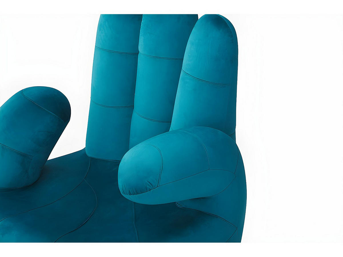 FINGERSESSEL drehbar - Samt - Grünblau - CATCHY - Blau, Textil (78/89/82cm) - Vente-Unique