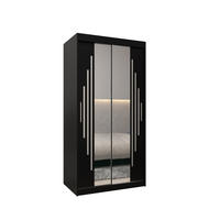 SCHWEBETÜRENSCHRANK 200/100/62 2-türig - Silberfarben/Schwarz, Holz/Kunststoff (100/200/62cm) - Abiks Möbel