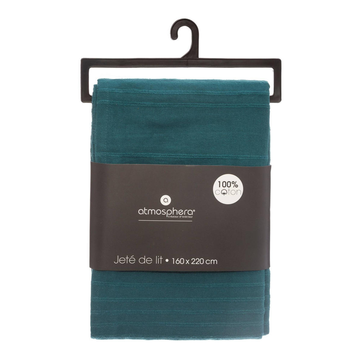 BETTÜBERWURF mit Fransen Peacock 220/160 cm - Grün, Naturmaterialien (160/220cm) - Atmosphera Createur d´interieur