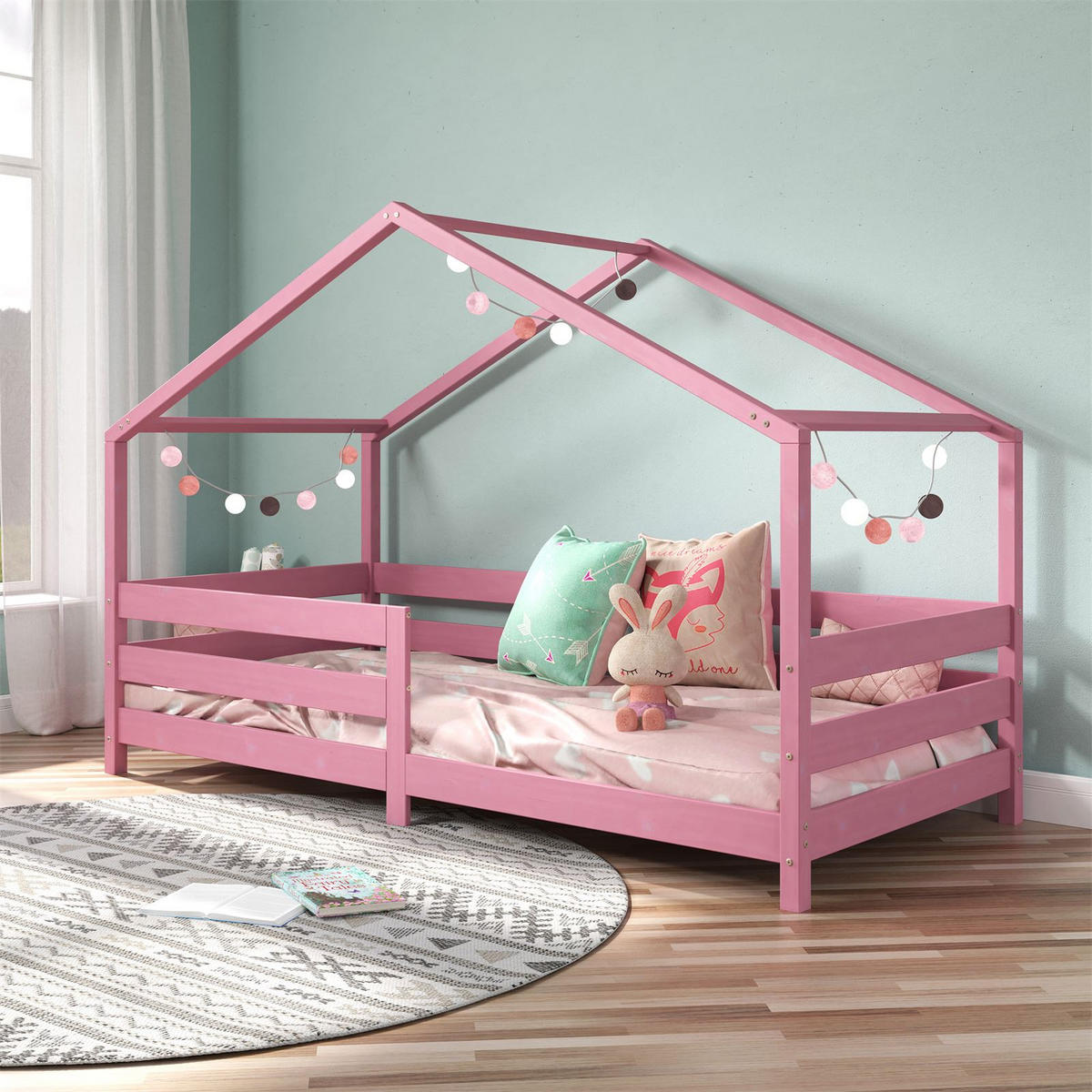 HAUSBETT RENA 90X200 CM - Rosa, Holz (96/138/206cm) - IDIMEX