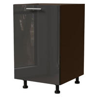 KÜCHENUNTERSCHRANK Essen D1D/50 Graphit Hochglanz / Lava Matt 50 / 50 / 82cm - Dunkelgrau/Graphitfarben, Holz/Holzwerkstoff (50/82/50cm) - Feldmann-Wohnen