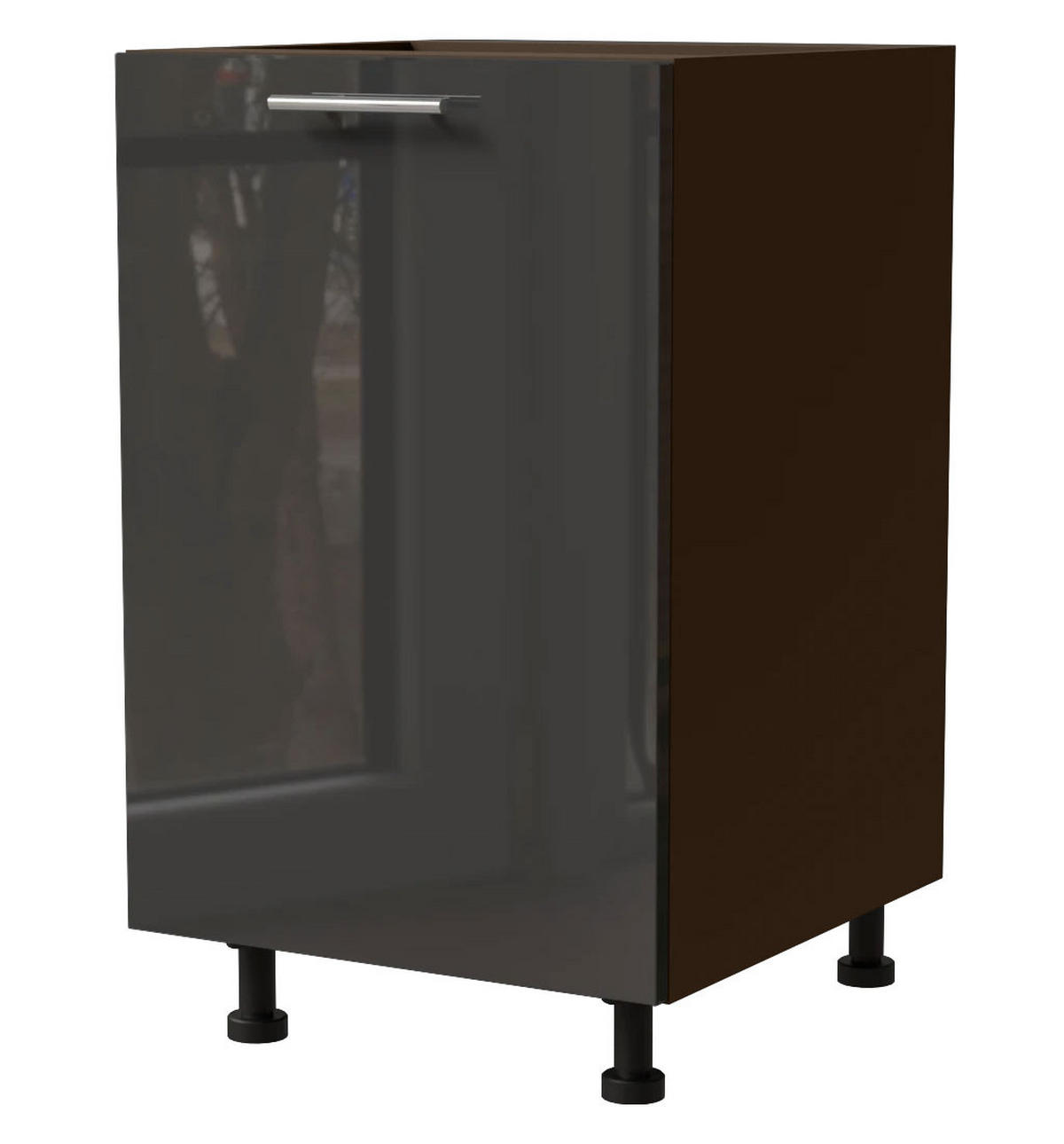 KÜCHENUNTERSCHRANK Essen D1D/50 Graphit Hochglanz / Lava Matt 50 / 50 / 82cm - Dunkelgrau/Graphitfarben, Holz/Holzwerkstoff (50/82/50cm) - Feldmann-Wohnen