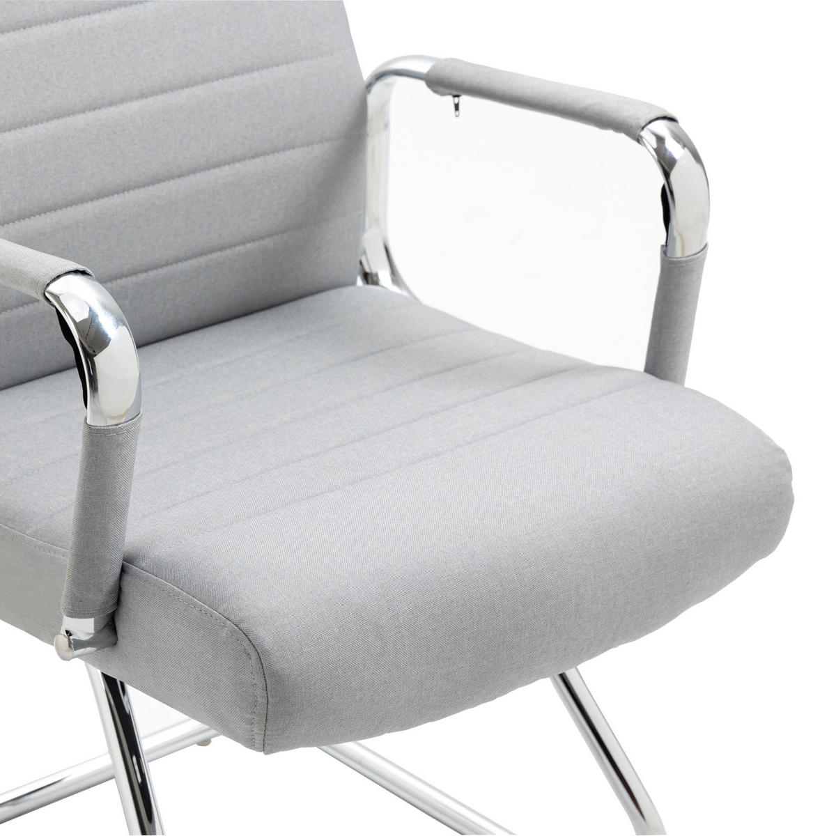 BESUCHERSTUHL OFFICE COMFORT 2er Set Stoff Dunkelgrau - Silberfarben/Hellgrau, Textil/Metall (56.5/110/64cm) - SVITA