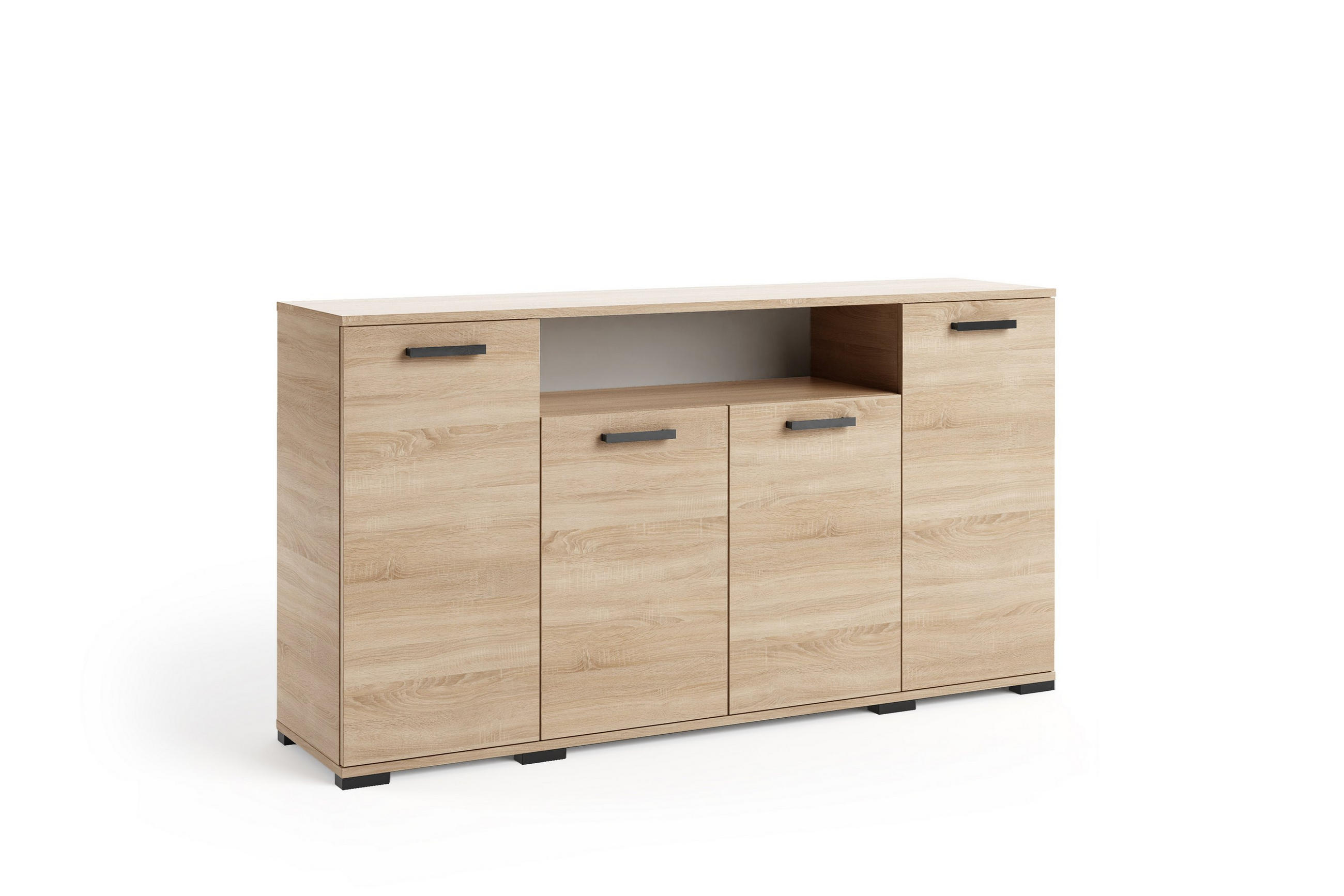 KOMMODE ALBANO 160/83/40cm mit 4 Schubladen Türen Sonoma Eiche - Sonoma Eiche, Holzwerkstoff (160/83/40cm) - MASSENO