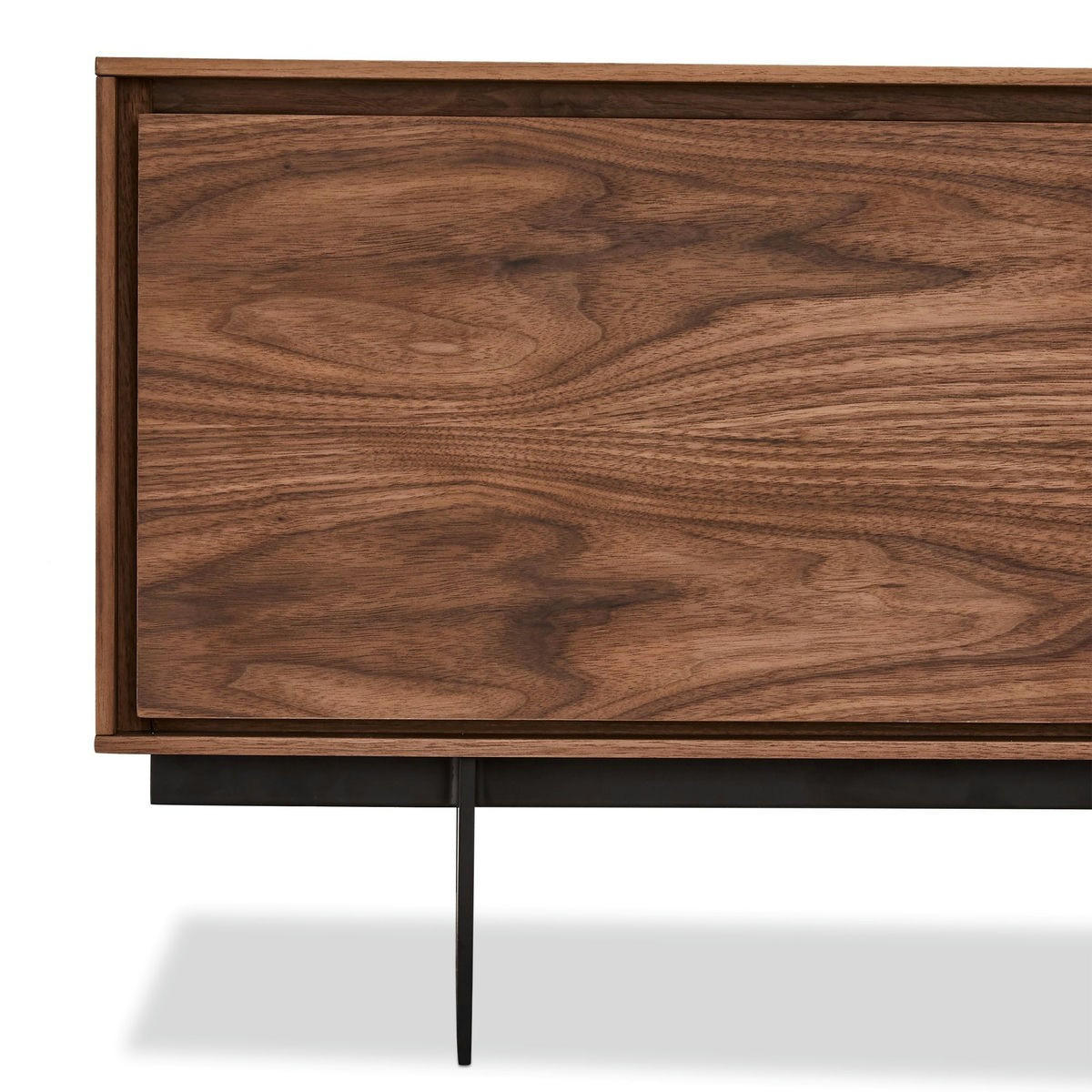 TV-ELEMENT Amerikanisches Walnussfurnier - Schwarz/Braun, Holz/Metall (160/50/45cm) - Furnhouse