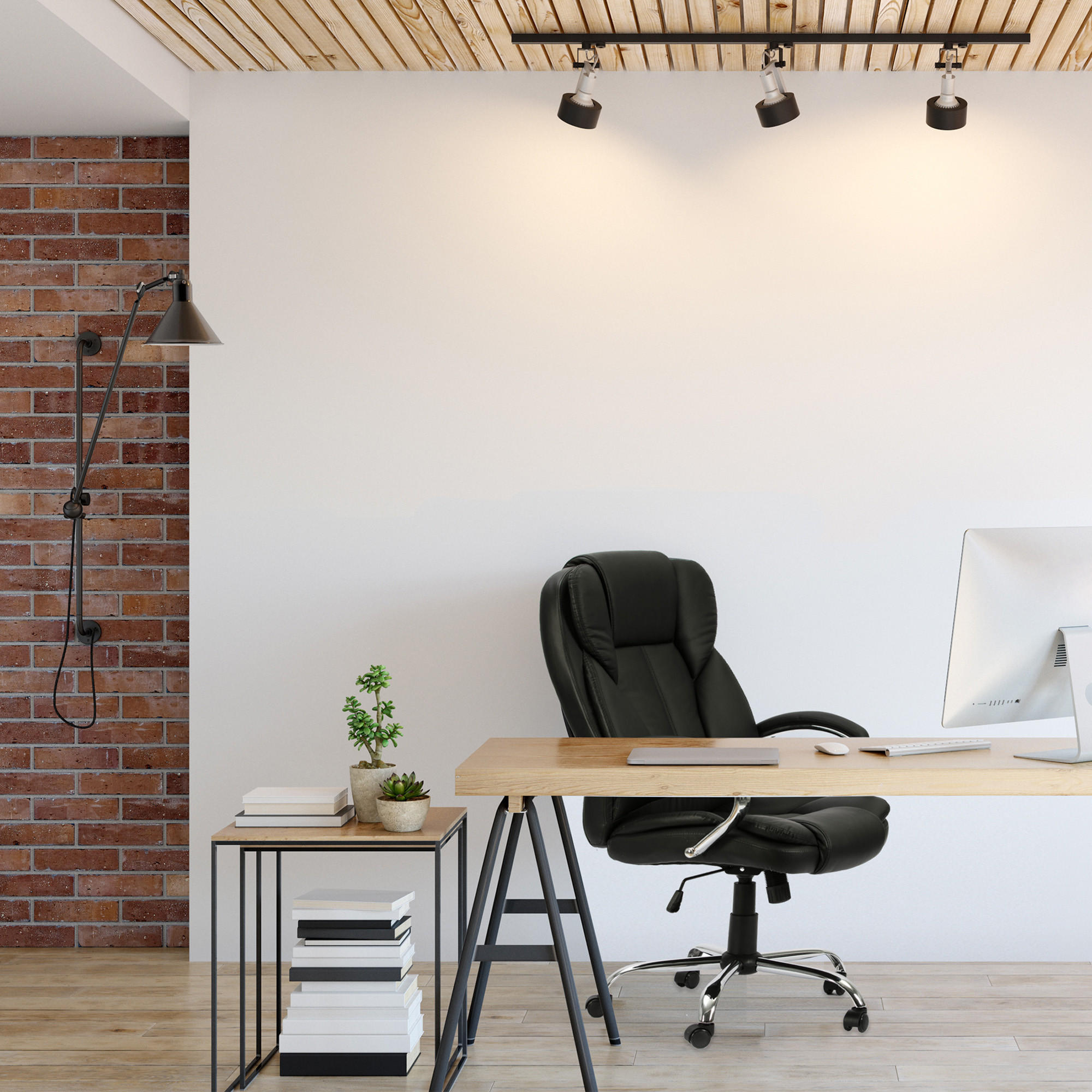 Thumbnail - VS Venta-stock Drehstuhl, Schwarz, Fell, 77x114x65 cm, Arbeitszimmer, Bürostühle, Chefsessel