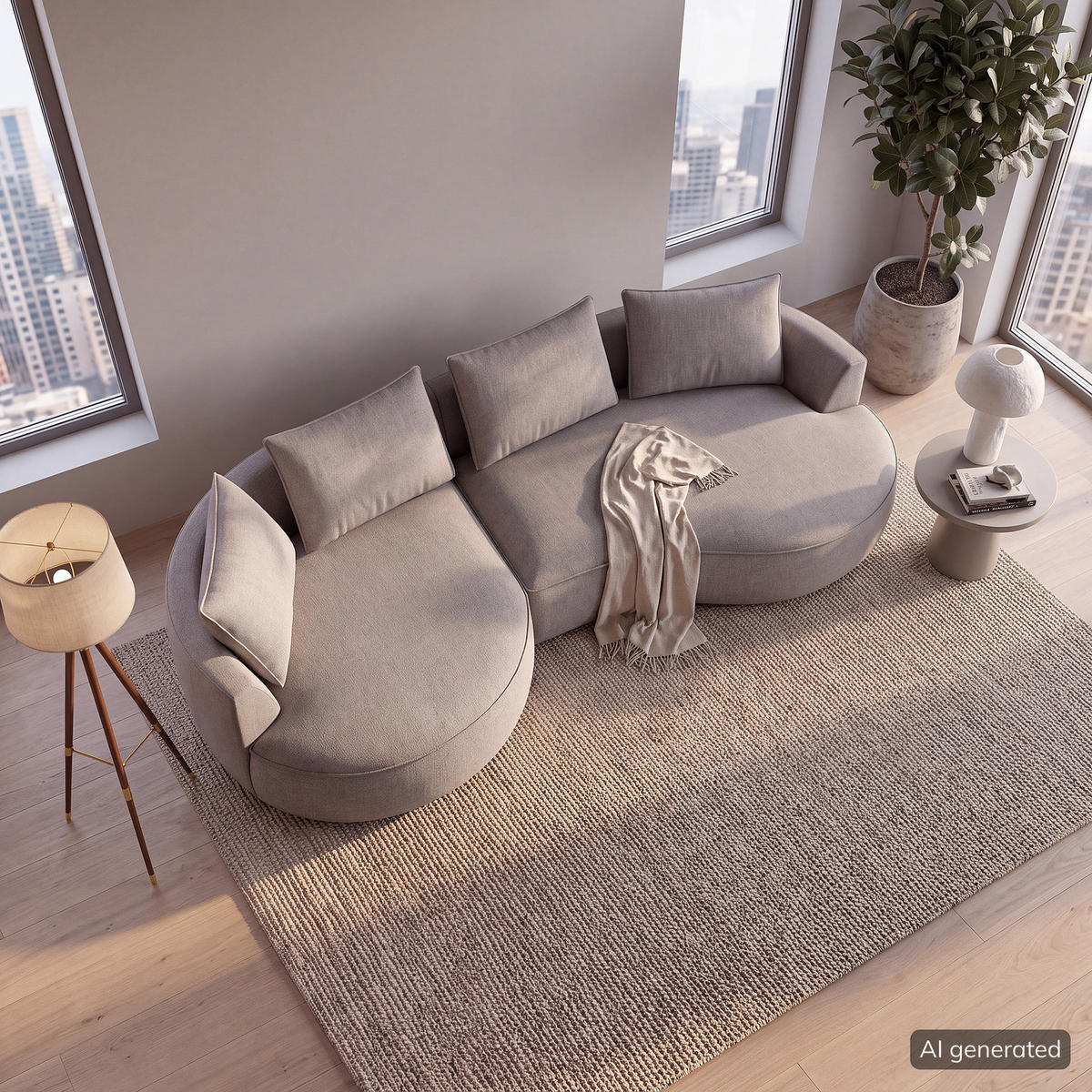 BIGSOFA - Hellgrau/Schwarz, Kunststoff/Textil (322/82/154cm) - home24