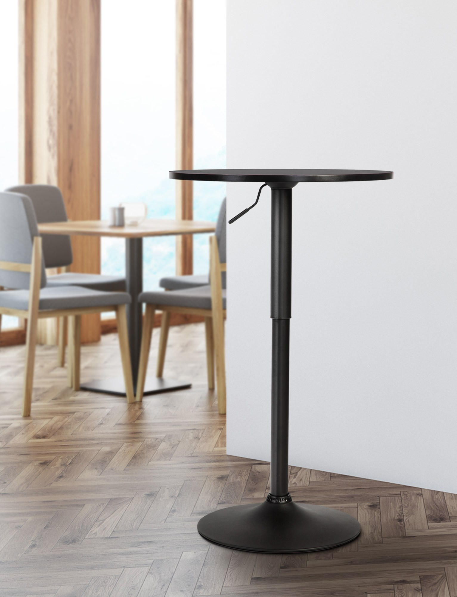 STEHTISCH rund 60 cm Holz schwarz/schwarz - Schwarz, Holz/Metall (60/60/85cm) - CLP