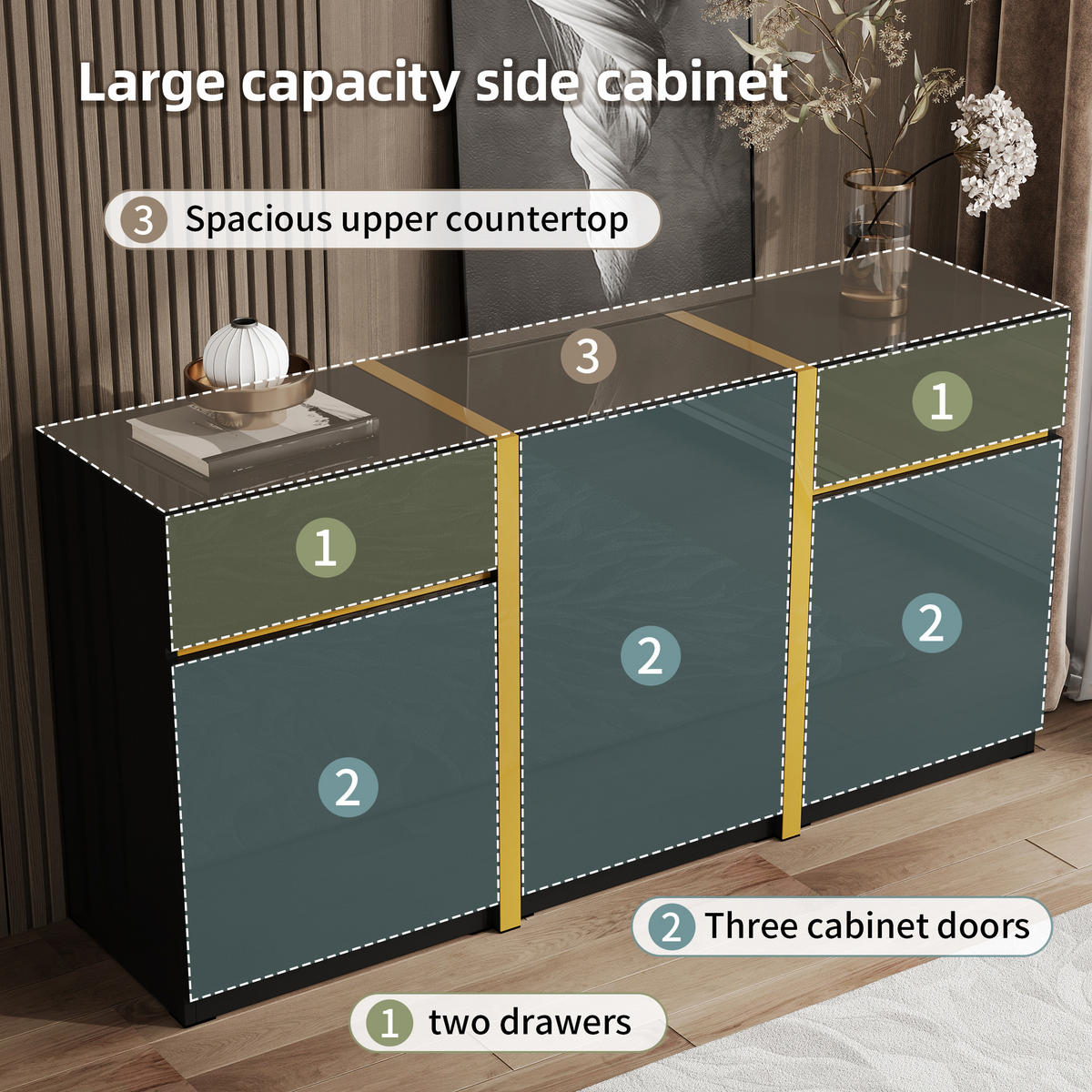SIDEBOARD Schwarz 160/40/78 cm - Schwarz, Holzwerkstoff (160/78/40cm) - PANGIVO