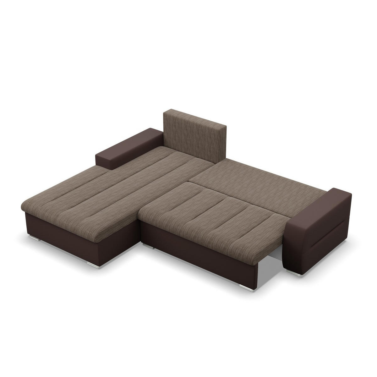 ECKSOFA MIT SCHLAFFUNKTION AURORA LINKS, Braun + Braun - Braun, Textil (243/200cm)