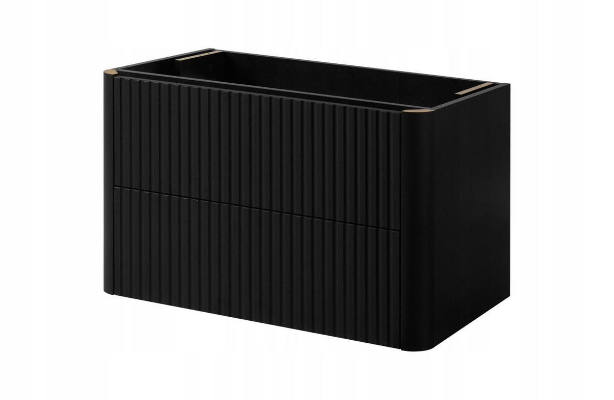 WASCHBECKENUNTERSCHRANK LINEA hängend geriffelt Schwarz matt 80/48/44 cm - Schwarz, Holzwerkstoff (80/48.4/43.7cm) - Rodan