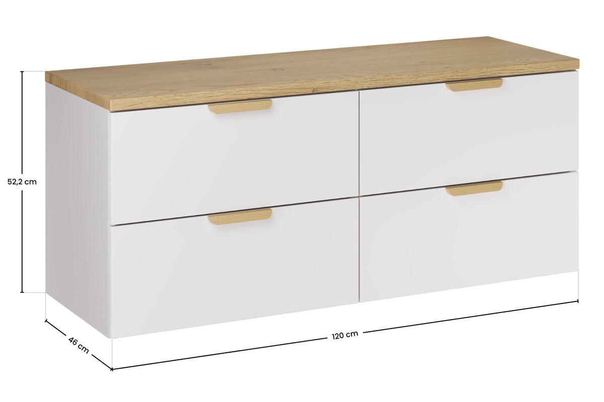WASCHBECKENUNTERSCHRANK 120 cm 3 Teile - Aster White A BM426 in Weiß/Matt - Weiß, Holz (120/50/46cm)