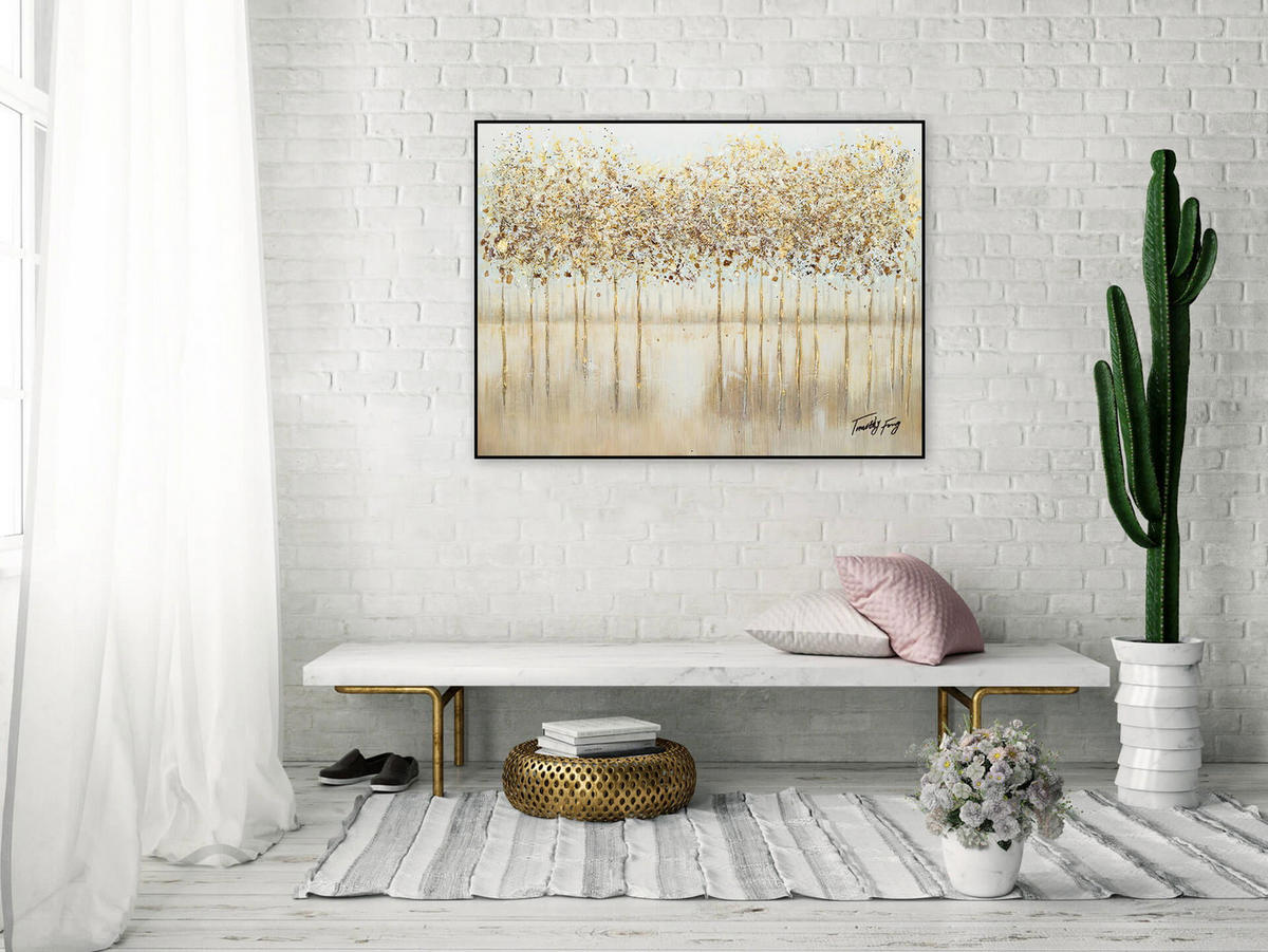 ACRYLBILD HANDGEMALT 100/75 cm - Goldfarben/Kupferfarben, Holz/Textil (100/75cm) - KUNSTLOFT