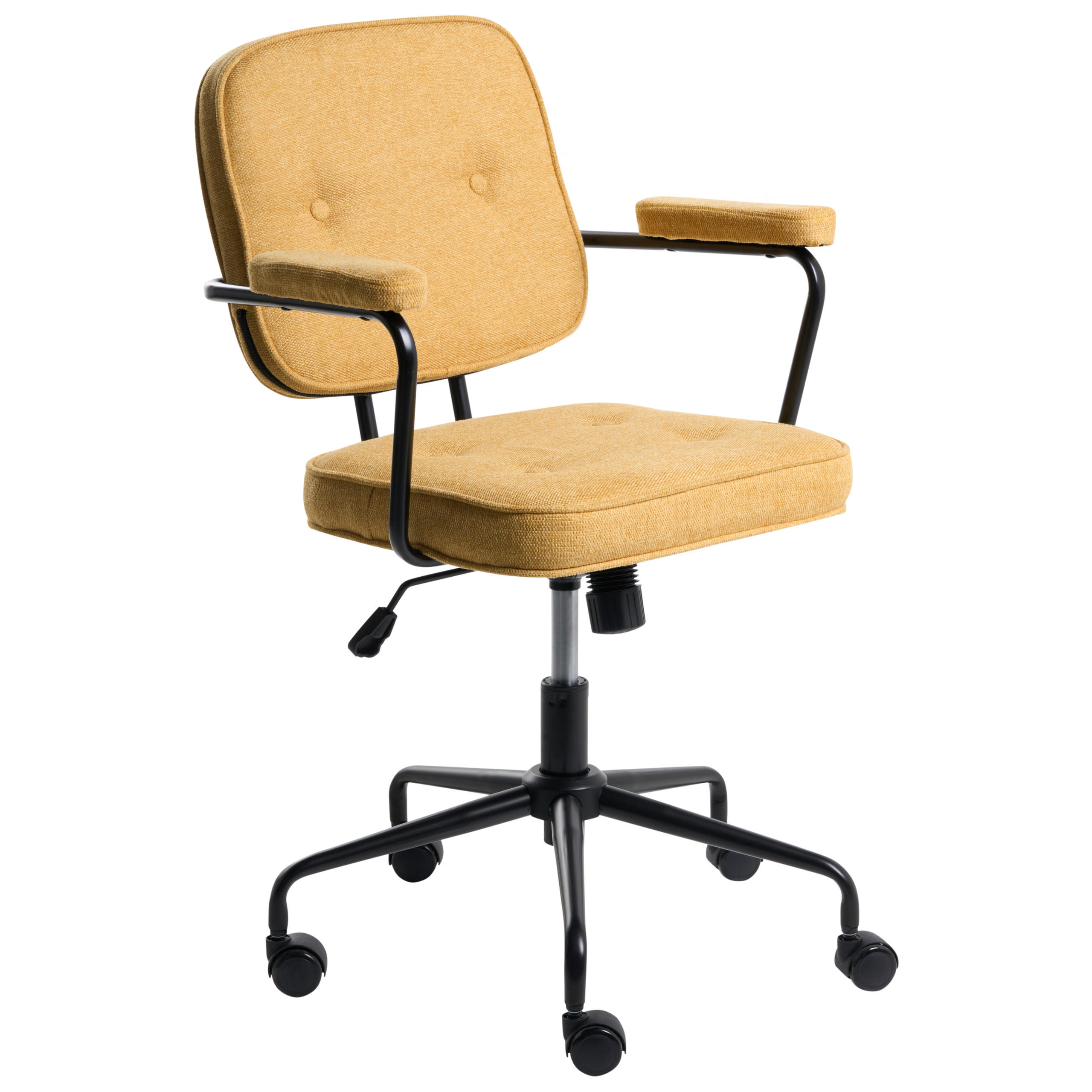 SCHREIBTISCHSTUHL Stoff Gelb Pawnee - Gelb, Textil (64/88/64cm) - Beliani