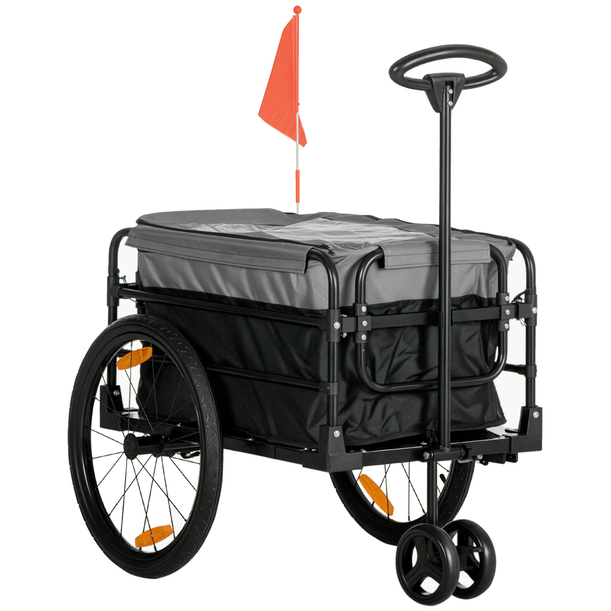 FAHRRADANHÄNGER DE-09193 2-in-1 für Fahrrad & Bollerwagen, große Räder Schwarz - Schwarz, Metall (64/103/130cm) - ComfortXL