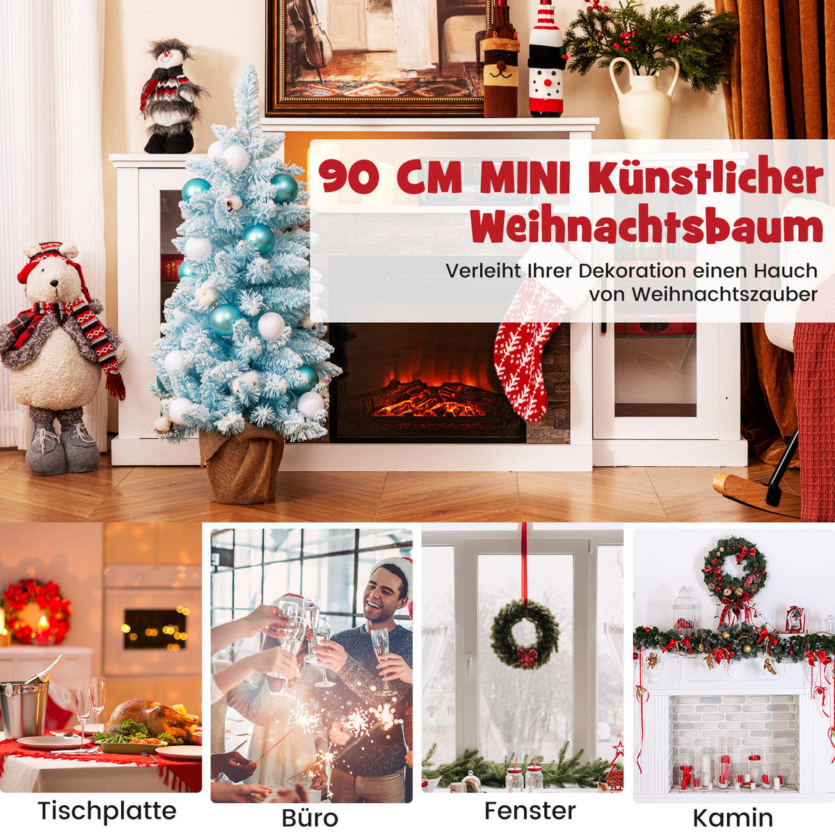 WEIHNACHTSBAUM Mini Blau - Blau, Kunststoff (90cm) - COSTWAY